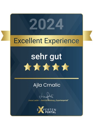 Siegel: Excellent Experience 2024 mit Auszeichnung sehr gut für Ajla Crnalic.