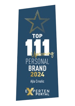 Auszeichnung für Ajla Crnalic: Top 111 Personal Brand 2025 verliehen vom Experten Portal.